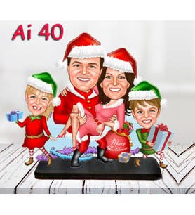 Kişiye Özel Ahşap Biblo - Aile Karikatür Biblo - 4 Kişilik Aile Biblo 13