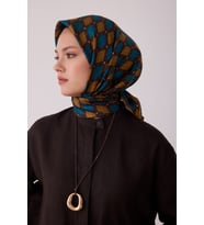 Geometrik Desen %100 Twill İpek Eşarp BE08