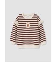 LCW Kids Kahverengi Fırfırlı Çizgili Kız Çocuk Kalın Sweatshirt