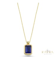 Mavi Topaz Taşlı Altın Kolye AKM07
