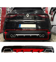 Renault Megane 4 HB Kırmızı Difüzör Çiftli Kare Egzoz Görünümlü D Tip Difizör