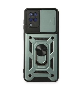 Samsung Galaxy A22 Kılıf Pars Lens Yüzüklü Silikon - Yeşil