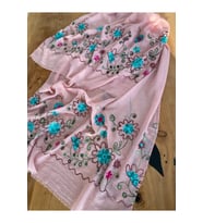 Pembe Çiçekli Naturel Ithal Şal 1606096