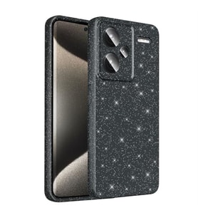 Coverzone Xiaomi Redmi Note 13 Pro Plus 5G ile uyumlu Z-Jelly K?l?f Kamera Korumal? Simli I??lt?l? Renkli Parlak Silikon Kapak - Siyah