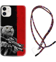 Apple iPhone 11 12 13 Mini Kılıf Boyun Asklı Rasta Silikon Çılgın Kedi 1674