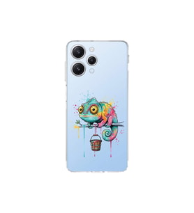 Redmi 12 ile Uyumlu Splash Bukalemun Tasarımlı Şeffaf Silikon Kılıf