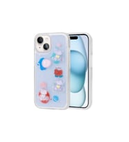 Apple iPhone 15 Uyumlu Kılıf Kabartma Figürlü Parlak Zore Minimini Silikon Kapak (Mor)