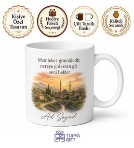 Kardeşe Memleket Hatırası Kupa Bardak Özel Tasarım Hediye