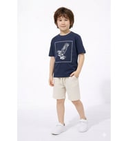 Cg Kids Kartal Temalı Lacivert Tshirt Müslin Alt Şort Alt Üst Takım