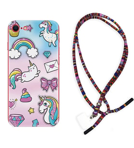 Apple iPhone 5 6 7 8 Plus Se XR Kılıf Boyun Asklı Rasta Silikon Unicorn Mektup 1800