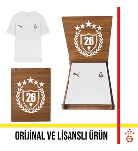 Galatasaray Lisanslı Puma Logolu ve Armalı Beyaz Tişört 26 Şampiyonluk Ahşap Kutulu 78290720