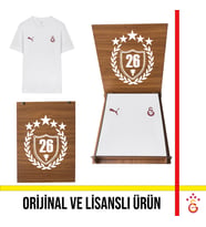 Galatasaray Lisanslı Puma Logolu ve Armalı Beyaz Tişört 26 Şampiyonluk Ahşap Kutulu 78290720