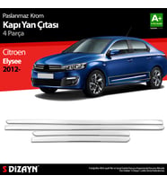 Citroen Elysee Krom Kapı Yan Çıtası 4 Prç 2012-2017