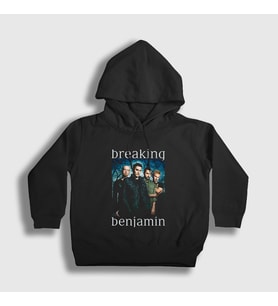 Presmono Unisex Çocuk Siyah Band Breaking Benjamin Kapüşonlu Sweatshirt 375247tt