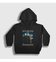 Presmono Unisex Çocuk Siyah Band Breaking Benjamin Kapüşonlu Sweatshirt 375247tt