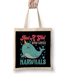 Cute Just A Girl Who Loves Narwhals Bez Çanta Uzun Saplı