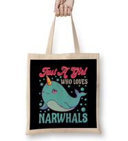 Cute Just A Girl Who Loves Narwhals Bez Çanta Uzun Saplı