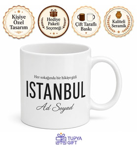 Şehir İsmi Büyük Yazılı Kupa Bardak Özel Tasarım Hediye Porselen Mug