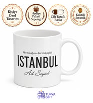 Şehir İsmi Büyük Yazılı Kupa Bardak Özel Tasarım Hediye Porselen Mug