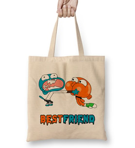 Gumball Darwin Çılgın Best Friends Bez Çanta Uzun Saplı
