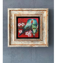 Çerçeveli Taş Duvar Dekoru 20 X 20 Cm Kuş Görsel (Krem)
