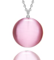 Sertifikalı Yuvarlak Doğal Pembe Akik Taşı Kolye (Çok Renkli)