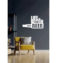 Life Is Better With Beer Duvar Dekorasyonu Ahşap Tablo (Beyaz)