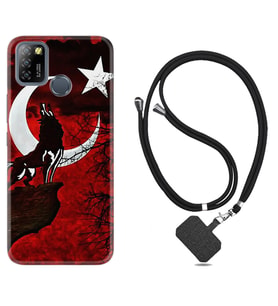 INFINIX Smart 4 5 6 Zero 8 S5 Pro Kılıf Boyun Askılı Silikon Wolf and Moon 2 1381