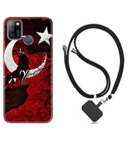 INFINIX Smart 4 5 6 Zero 8 S5 Pro Kılıf Boyun Askılı Silikon Wolf and Moon 2 1381