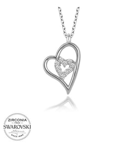 Swarovski Taşlı Gümüş Kalp Bayan Kolye