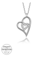 Swarovski Taşlı Gümüş Kalp Bayan Kolye