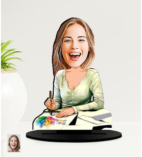 Kişiye Özel 8 Mart Kadınlar  Günü Hediyesi   Karikatürlü  Mdf Biblo (Çok Renkli)