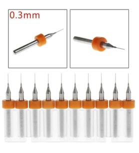 PCB Matkap Ucu  0,3mm Tungsten Mikro Karbür 10 Adet 18 Shank
