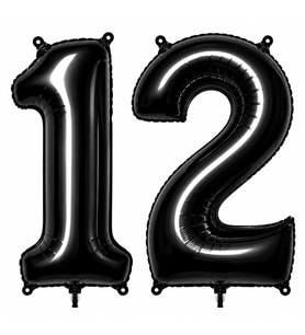 12 Rakam Folyo Balon Siyah Rengi (76 cm)