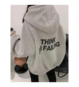 Unisex Thınk I'm Failing Baskılı Sweatshirt. (Gri)