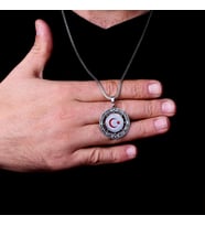 925 AYAR GÜMÜŞ MİNELİ AYYILDIZ MODEL KOLYE (Gri)