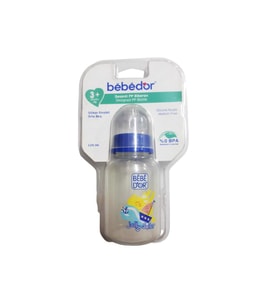 Bebedor Desenli PP Biberon 3+ Ay Mavi Orta Akış (Renksiz)