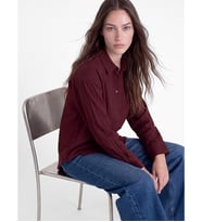LCW Modest Bordo Çizgili Kadın Gömlek