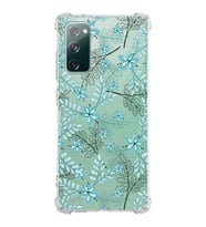 Samsung Galaxy S20 Fe  Köşe Korumalı Antişok Kapak Floral Su Yeşili Tasarımlı Şeffaf  Kılıf