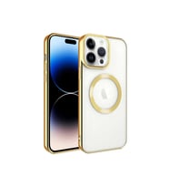 Apple iPhone 14 Pro Uyumlu Kılıf M-safe Wireless Şarj Özellikli Zore Setro Silikon (Gold)