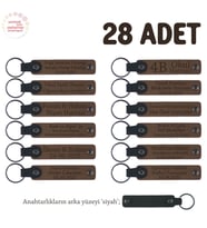 Açık Kahverengi & Siyah, Özel Mevlitleriniz İçin İsim Ve Yazı Yazılabilen 28' li Anahtarlık Set