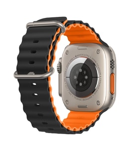 E2M APPLE WATCH 42-44-45-49MM KRD-28 OCEAN ÇİFT RENKLİ SİYAH KORDON