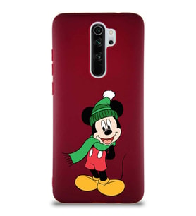 Xiaomi Redmi Note 8 Pro Soft Premier Kapak Mickey Mouse-G Tasarımlı Silikon Kılıf - Mürdüm (Şeffaf)