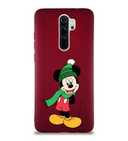 Xiaomi Redmi Note 8 Pro Soft Premier Kapak Mickey Mouse-G Tasarımlı Silikon Kılıf - Mürdüm (Şeffaf)
