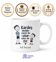 Kardeşe Özel Esprili Kupa Bardak - Komik Hediye Kardeş Kupası