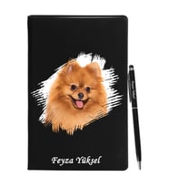 Kişiye Özel Köpek Tasarımlı Siyah Defter Kalem Hediye Seti