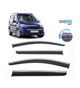 FORD COURIER 2014-2021 İçin Cam Rüzgarlığı (Kromlu) 4 Parça