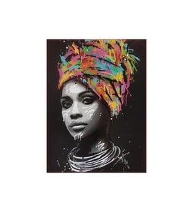 Siyah Beyaz Kadın Sayılarla Boyama Seti 40x50 cm (Tuvale Gerili)