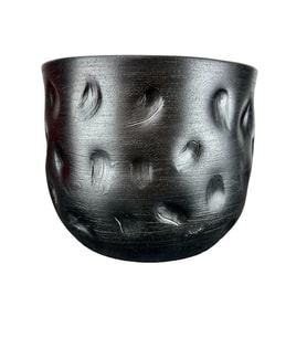 Bitki Tasarımı  Siyah Desenli Toprak Saksı Saksılık Salon Çiçeklik - 19 CM