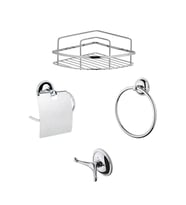 Tema Banyo Aksesuar Seti Havluluk-Wc Kağıtlık-2 li Askı-Köşelik (Krom)